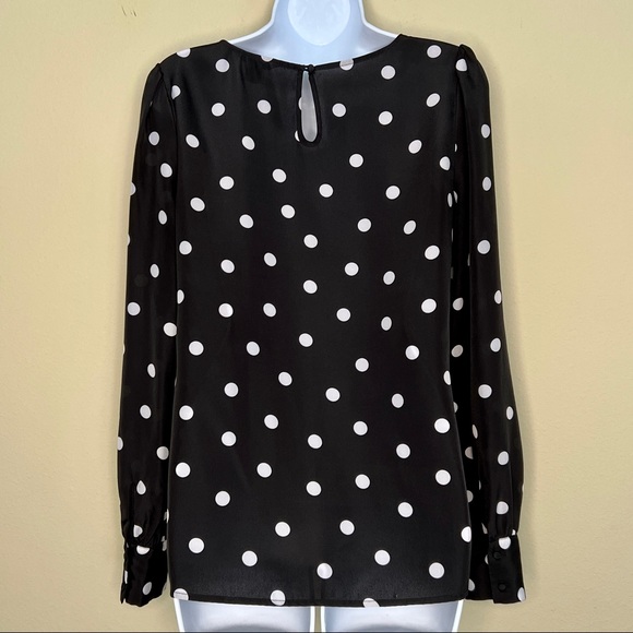 J CREW Black & White Polka Dot Long-Sleeve Blouse - 91541 - Sz S - Picture 4 of 9